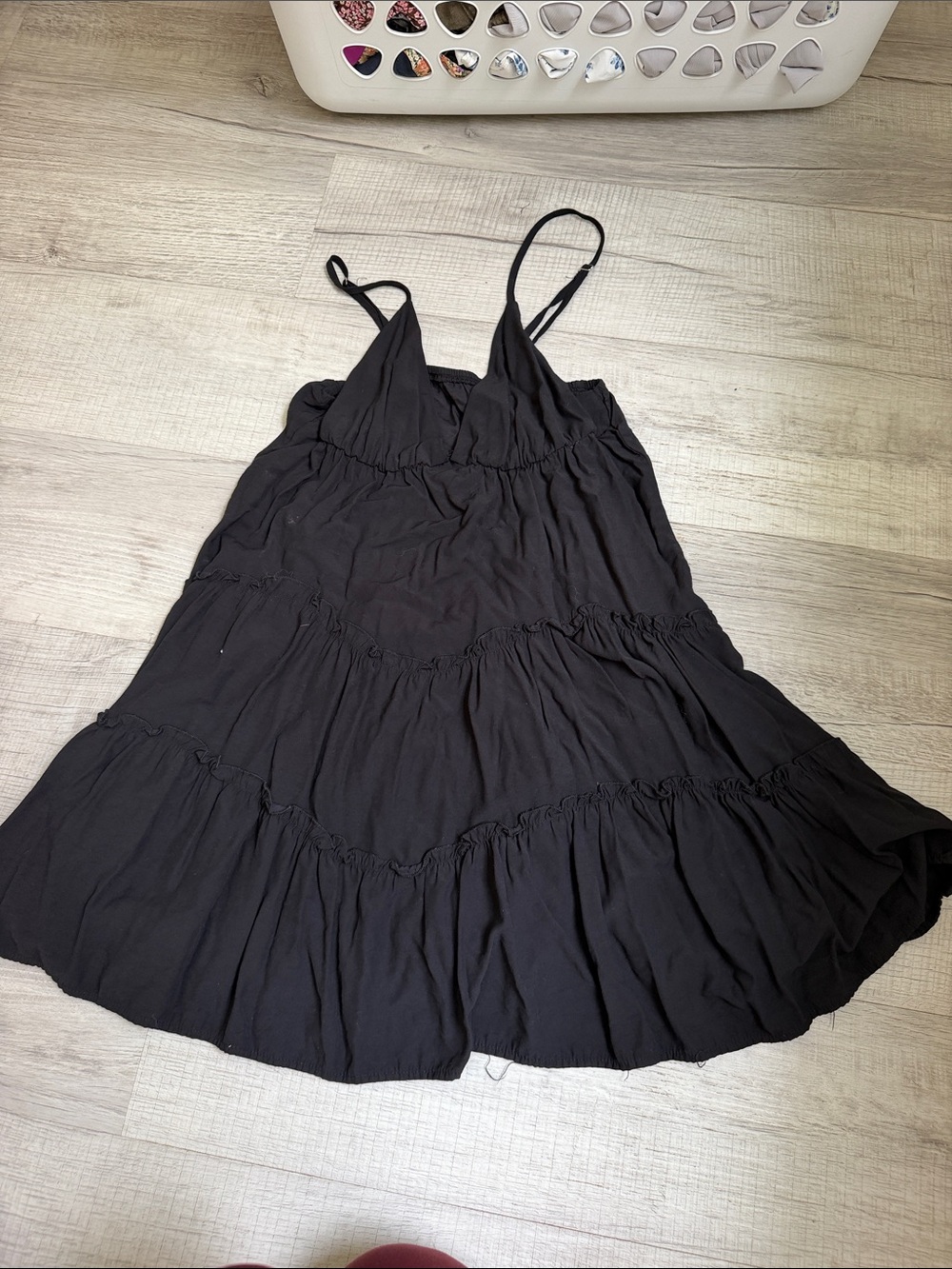 SHEIN Black Tiered Spaghetti Strap Mini Dress